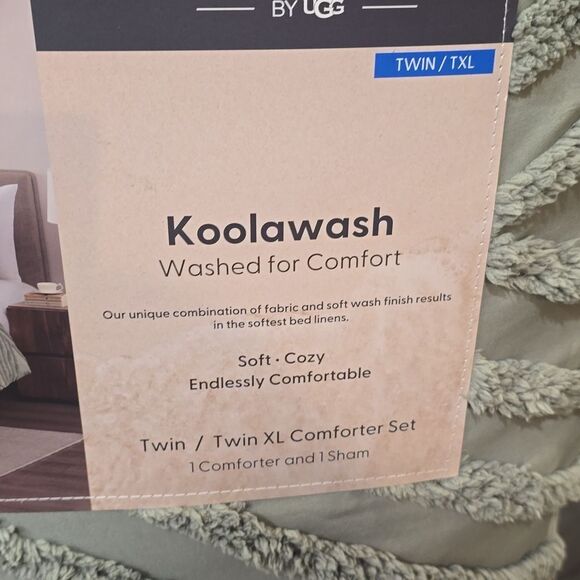 Koolaburra By Ugg Koolawash Campbell Twin/XL Comforter Set w/Shams- Desert Sage - Picture 9 of 11